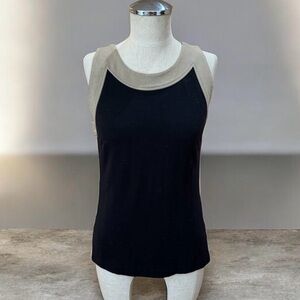 NIC+ZOE Black Tank Top with Beige Trim